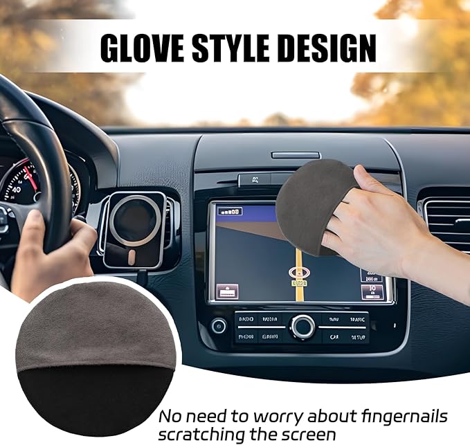 Car Screen Cleaner, Round Microfiber Touch Screen Cleaner Cloth, Reusable Automotive Screen Cleaning Pad Cloth Wipes for Dashboard Display Phones Tablet, Car Accessories