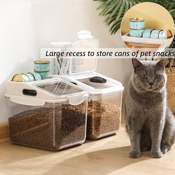 Fhiny 11LB Dog Food Storage Container, Airtight Pet Treat Bin Translucent Dry Food Grain Storage Barrels Sealed Bucket Moisture-Proof Plastic Cat Puppy Food Bin with Seal Locking Lid Keep Fresh