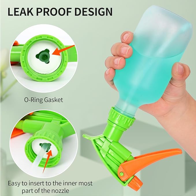 Cleaning Spray Bottles for Plants Misters Inside, 2 Pack 10 oz Squirt, Water Spray Bottle Mist Sprayer, No Leak Hair Mister Empty with Adjustable Nozzle (White Orange)