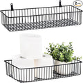 Wetheny Farmhouse Decor Metal Wire Organizer Storage Basket (2 Pack)-Toilet Paper Storage-Organization and Storage for Bedroom, Bathroom, Kitchen Cabinets, Pantry, Laundry Room, Closets (Black)
