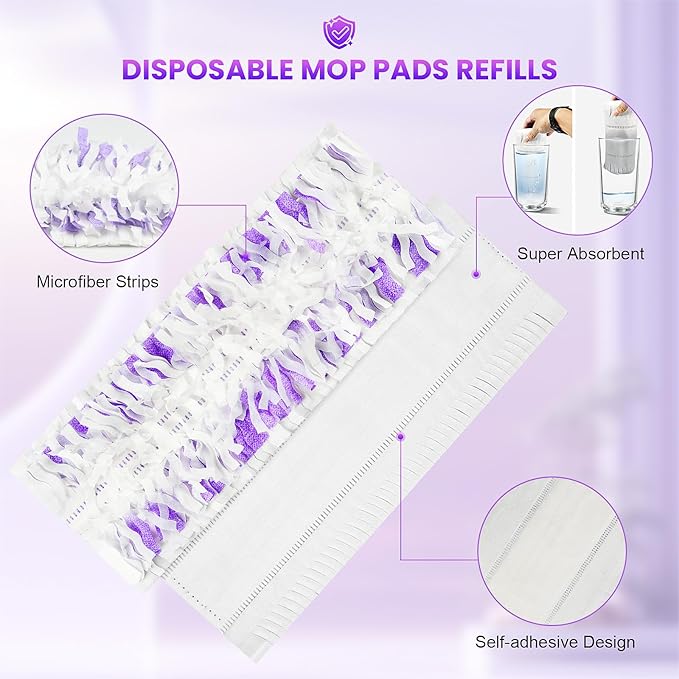 30 Pack Disposable Moping Pads Refills for Power Mop™ Multi-Surface Mop and for PowerMop™ Wood Mop, Replacement Mop Pads for Floor Cleaning