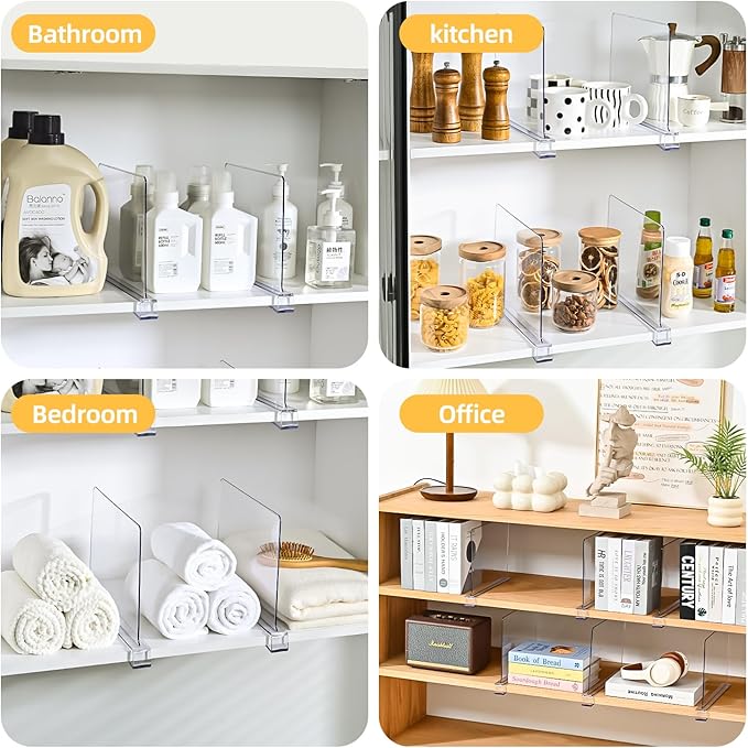 Shelf Dividers，Vertical Purse Organizer for Closet，Thickened and Sturdy Shelf Organizer for Sweater, Shirts, Handbags,8" Tall x 11" (8 Pcs)