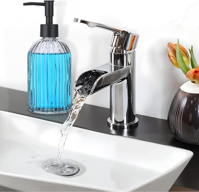 3 Pack Glass Soap Dispenser with Rust Proof Pump, 14 Oz Refillable Liquid Soap Dispenser for Bathroom & Kitchen (Grey)
