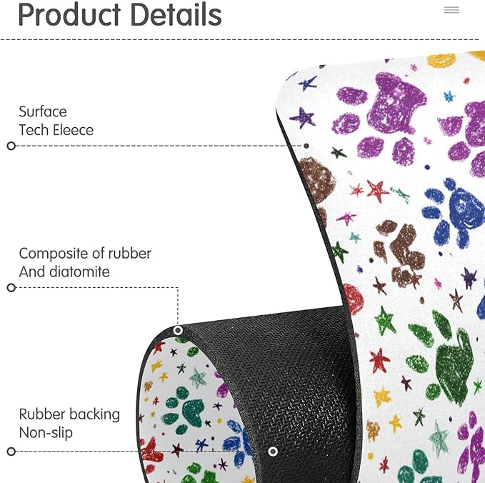 Kitchen Sink Splash Guard 1 PC 14.7 Inch Sink Faucet Mat Splash Guard for Bathroom Countertop Water Absorbent Foldable Cuttable Soft Washable Paw Prints and Stars