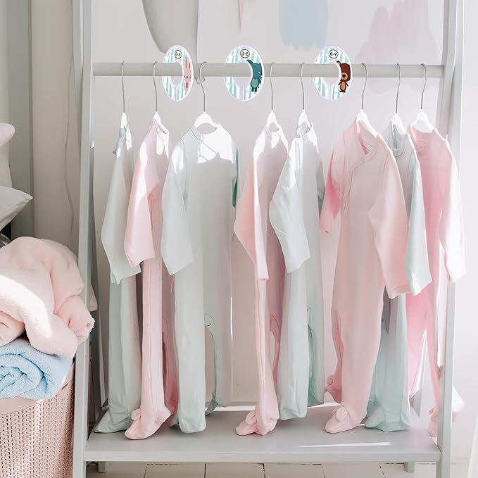 VIS'V Baby Hangers, 11 Inch Velvet Kids Hangers with 6 Pcs Clothes Size Dividers, Infant Toddler Nursery Closet Organization, Non Slip, White, 30 Pcs
