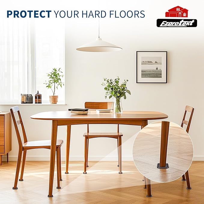 Ezprotekt 1 3/4" Non Slip Furniture Pads, 16 Pcs Anti Slip Furniture Caster Cups, Furniture Coasters for Hardwood Floors, Furniture Stoppers to Prevent Sliding - Prevent Floors Scratches, Brown/Black