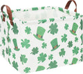CLOCOR Four-leaf Clover Basket Empty,Rectangular St. Patrick's Day Gift Basket for Boys and Girls,Kids Toys Storage Bin,Baby Room Decor(Clover)