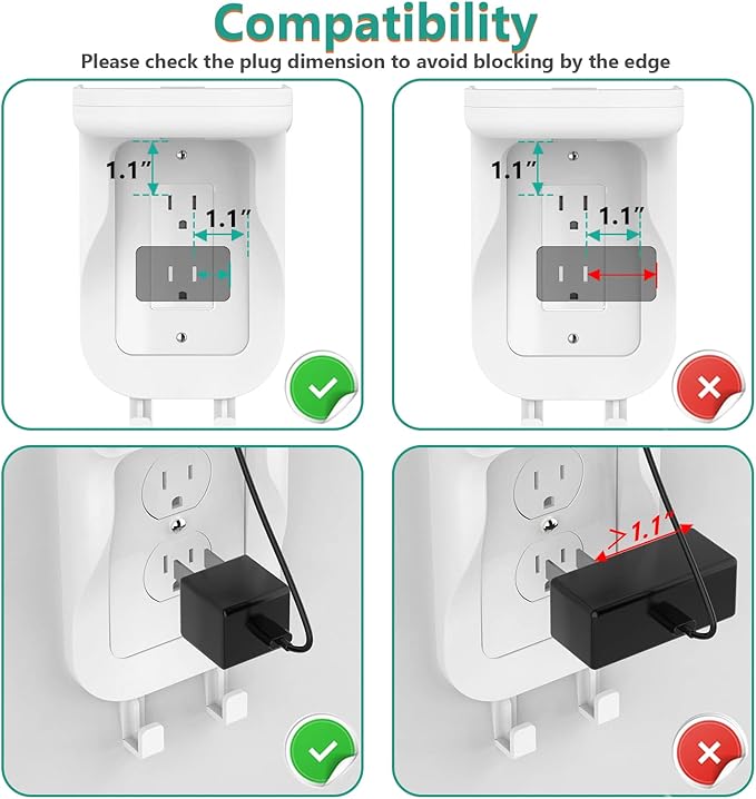 WALI Outlet Shelf Wall Holder, Fit for Duplex GFCI Decorative Outlet Shell A Space Saving for Smart Home, Speaker Mounts up to 20lbs with Cable Management (OSH002-W), White