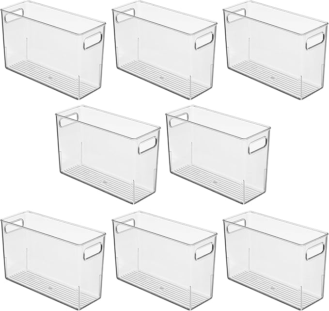 iDesign Tall Plastic Storage Bin with Handles for Fridge or Freezer - Set of 8 - Clear - Made in USA