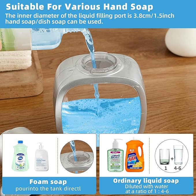 Automatic Foaming Soap Dispenser, 17oz/500ml Silver