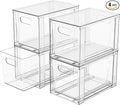 SUOXING 4 Pack Clear Stackable Storage Drawers,7.3″ High Large Baby Bottle Organizer,Bathroom Closet Organizers and Storage,Acrylic Storage Containers and Home Edit Organizer Bins for Cabinets,Pantry