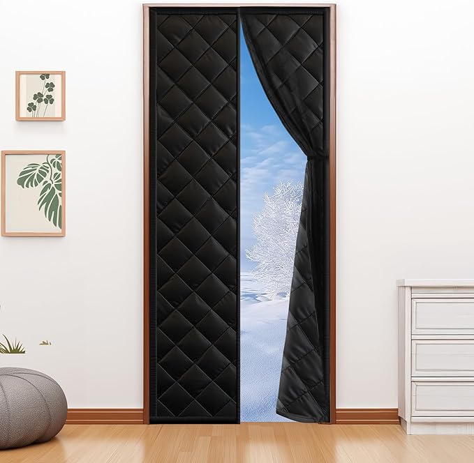 Magnetic Thermal Insulated Door Curtain for 36"x 82" Doors, Heavy-Duty Oxford Fabric Door Cover for Heat Insulation, Magnetic Closure Blanket for Doorway to Keep Warm in Winter Cool in Summer