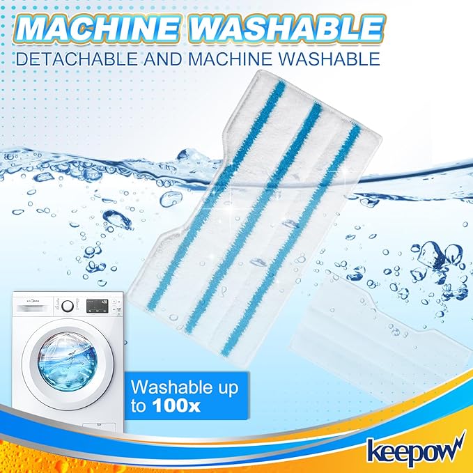 KEEPOW Reusable Replacement Pads Compatible with Shark VACMOP VM252 VM200 VM401 VM180 VM252GN VC205 VM250 VM200P12, Compatible with VACMOP Pads Refills for Hard Floor Cleaning, Blue&White, 4+2+1 Pack