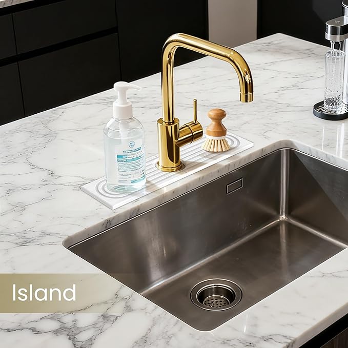 Faucet Mat for Kitchen Sink,Diatomite Fast Drying Stone Sink Tray,Faucet Splash Guard for Bathroom Counter [15.8"x4"],Super Absorbent, Prevents Moisture Buildup