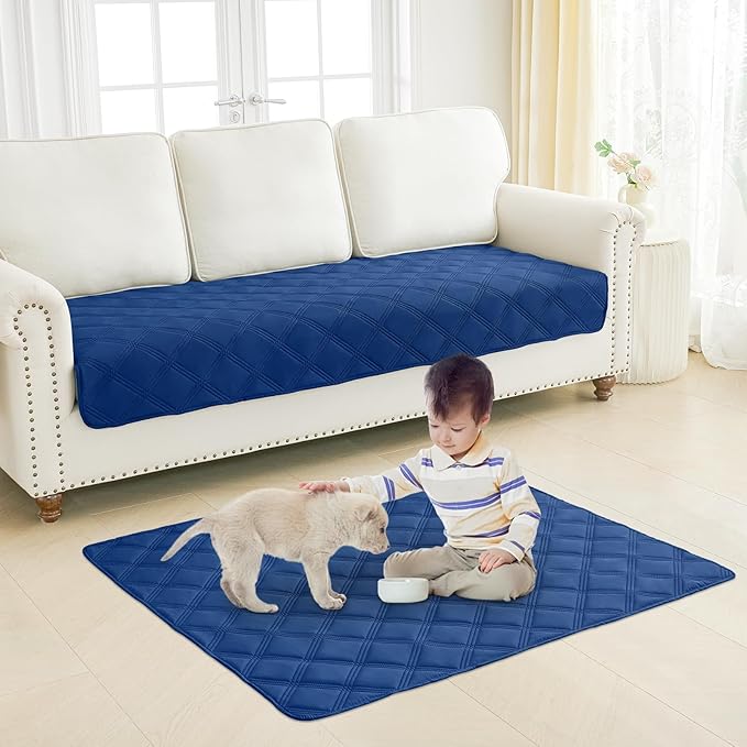 Smiry Waterproof Dog Bed Cover Blanket 52x82, Soft Reversible Pet Blanket, Washable Leakproof Cats Dogs Couch Cover for Sofa, Couch, Furniture, Lattice, Navy/Navy