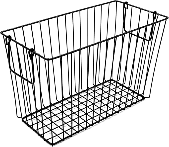 G.E.T. Heavy Duty Iron Wire Utility Storage Basket/Bin with Handles, 14" x 7" x 9"