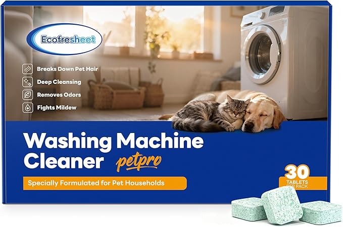 Washing Machine Cleaner Tablets for Pet Owners – Pro 30 Tablets | Deep Clean Formula to Remove Pet Hair & Odor| Septic Safe, Compatible with HE, Top & Front Load Washers