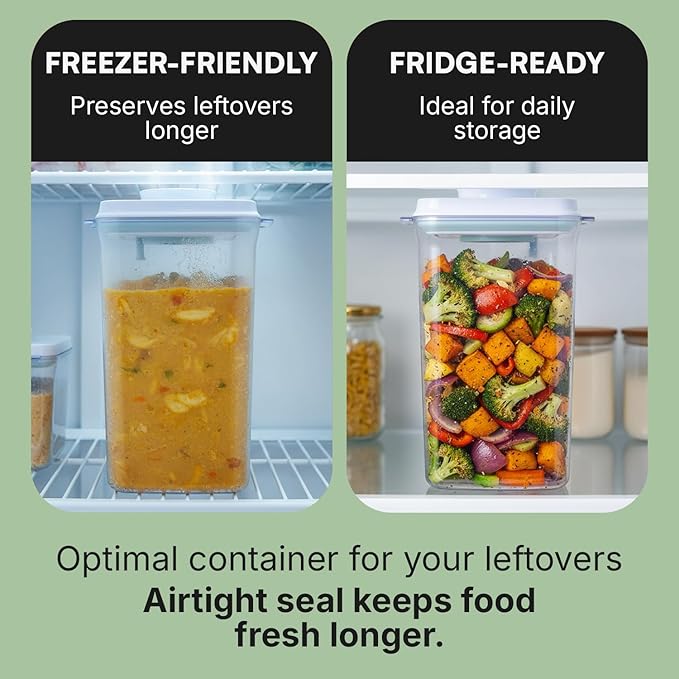 Bop Top | Airtight Meal Prep Containers with Lids | Food Storage Container Sets | Snack and Overnight Oats Fridge Organizer | Pantry and Kitchen Organization