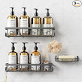 Shower Caddy, 3 Pack Shower Shelves for Inside Bathroom, Rustproof Adhesive Bathroom Organizer with Soap Holder, No Drilling Washroom Organizers and Storage for Bathtub Room/Kitchen/Home, Grey