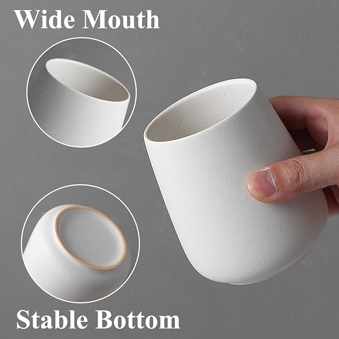 Speckled White Toothbrush Holder Set - 2Pcs Bathroom Ceramic Tooth Brushing Holders, Toothbrush Cup, Toothpaste Organizer for Countertop, Makeup Brush Holder, Pen Holder for Home Desktop Storage
