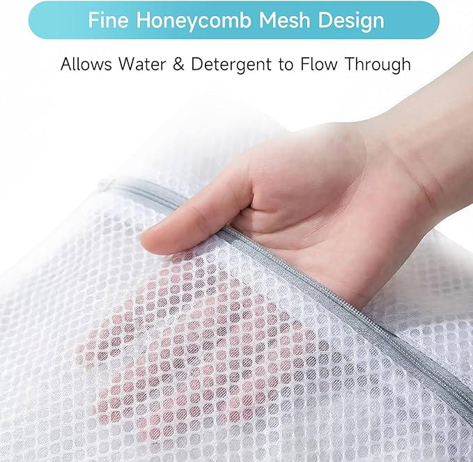 GOGOODA Mesh Laudnry Bags Wash Bags for Delicates (Honeycomb White, 4 Large)