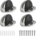 Floor Mounted Door Stops, Stainless Steel Door Stoppers for Floor, Floor Door Stop Mounted Half Moon, with Screws, for Hard Floor Concrete Floor(Silver,4 Pcs)