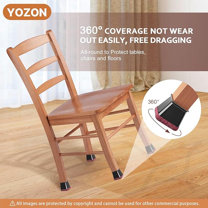 Chair Leg Floor Protectors Square Chair Leg Protectors for Hardwood Floors Silicone Caps Felt Strengthen Bottom Protection Anti-Scratch Reduce Noise 16 Pack Black Square M Fit:13/16" to 1" (20-26mm)
