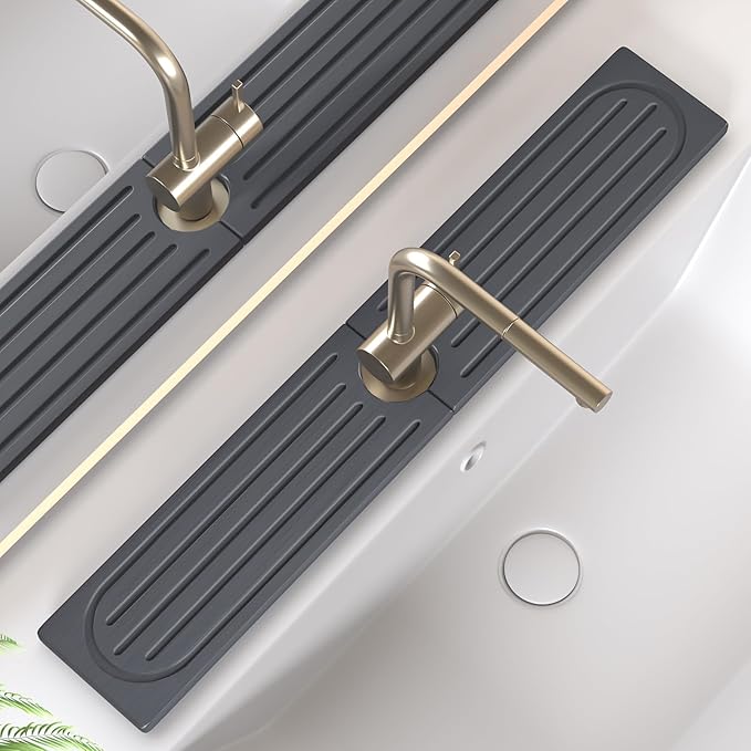 Faucet Mat for Kitchen Sink, Water Absorbent Kitchen Faucet Mat, Durable Sink Splash Guard with Raised Feet, Diatomite Fast Drying Kitchen Sink Faucet Mat, Bathroom Stone Drying Tray for Counter