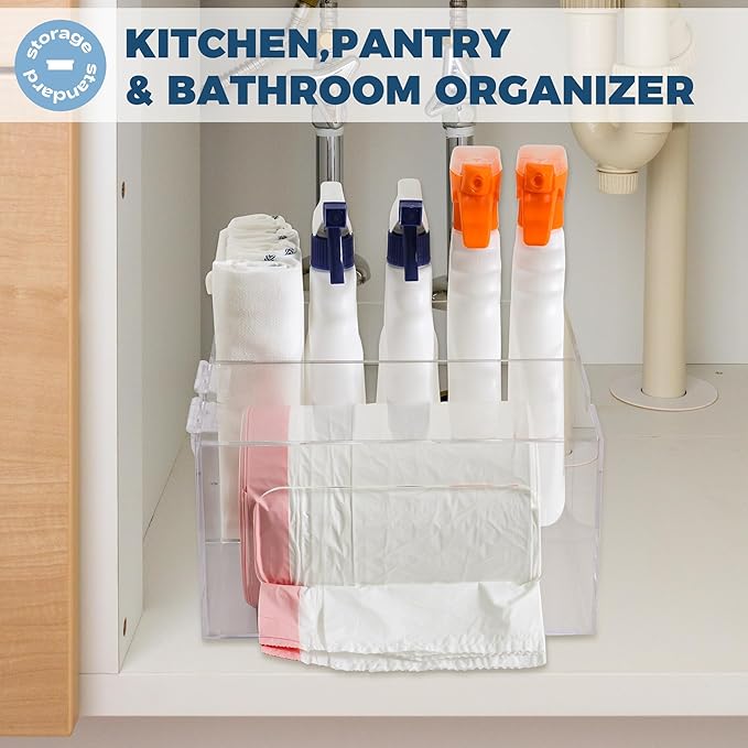 Storage Standard Trash Bag Kitchen Organizers and Under Sink Storage Dispenser - Garbage Bag Organizer - Total size 10’’ x 10.25’’ x 5.5’’ - Fits Small Garbage Bag Roll Up to 10’’ x 5’’ x 5’’