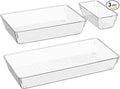 3 PCS Large Drawer Organizer, 3Sizes Plastic Versatile Desk Drawer Organizer Trays with Non-Slip Silicone Pads, Storage Bins for Makeup, Office, Kitchen Gadgets Utensils, Bedroom, Tools, Bathroom