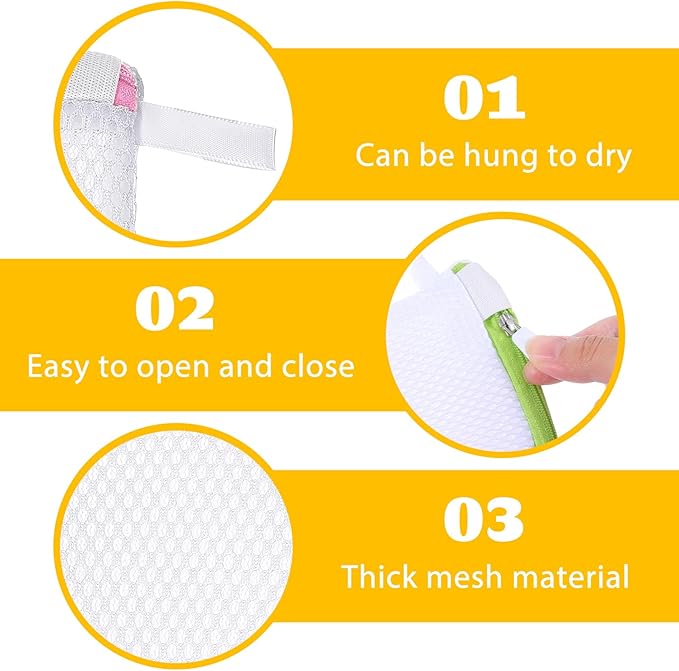 6 Pcs Small Mesh Laundry Bag Lingerie Bags for Washing Delicates for Delicates Washing Machine Underwear Washings Bag Small Foldable Wash Bags for Home Travel White 3.9 x 4.3 Inch