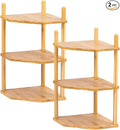 2-Packs 3-Tier Expandable Bamboo Corner Shelf - Dish/Plate Organizer for Cabinet, Kitchen Counter Shelf & Small Kitchen Shelf, Adjustable (2, 3Tier-6.7" H)