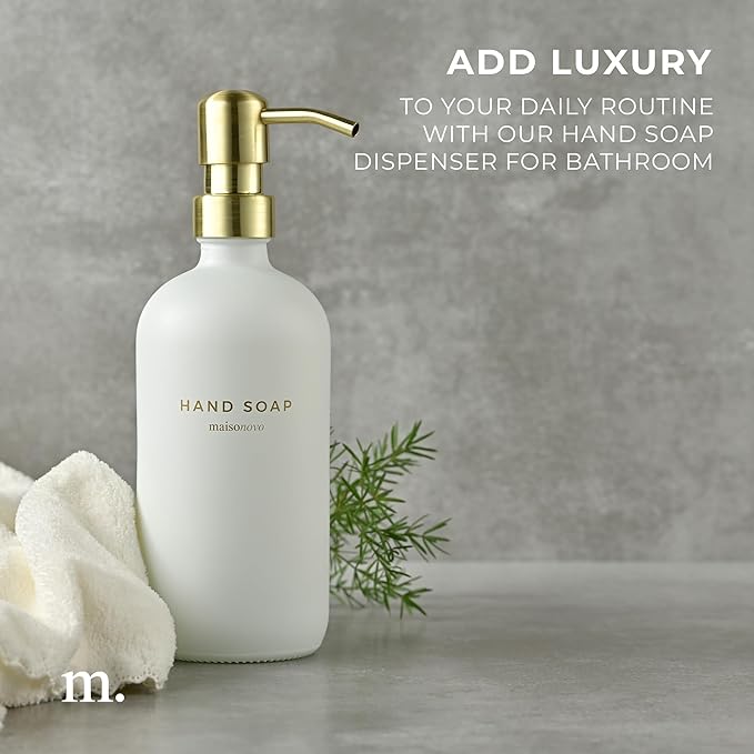 MaisoNovo Soap Dispenser 1-Piece Set | 16.9oz White Bottles with Gold Stainless Steel Pump Core