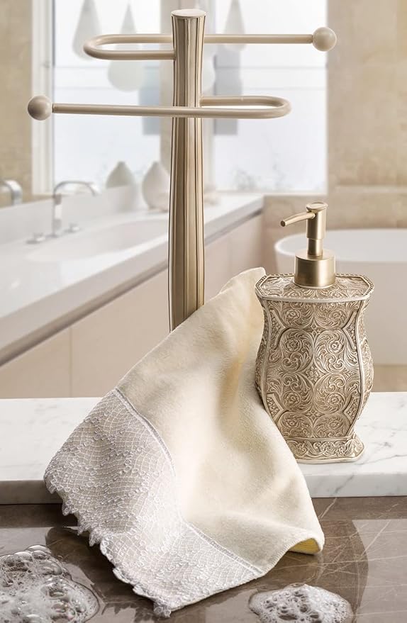 Creative Scents Victoria Hand Soap Dispenser for Bathroom - Decorative Countertop Lotion Dispenser - Dish Soap Dispenser for Liquid Soap and Lotion with Durable Pump (Beige)