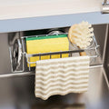 TAILI 4-in-1 Sponge Holder for Kitchen Sink with Strong Suction Cup Removable, Rustproof Stainless Steel Sink Caddy for Sponge, Brush, Scrubber, Scraper -Silver