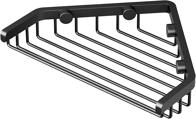 Gatco 1495MX Shower Basket, 7 Inch, Matte Black | Wall Mounted Stainless Steel Shower Caddy Shelf For Bathroom Storage, Organization