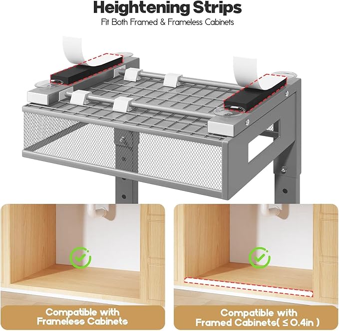 2 Packs 19IN Depth Under Sink Organizer, 2-Tier Pull Out Cabinet Organizer With Smooth Circular Rail, Large Capacity Metal Mesh Sliding Drawers For Bathroom& Kitchen Storage,Height Adjustable–Gun Gray