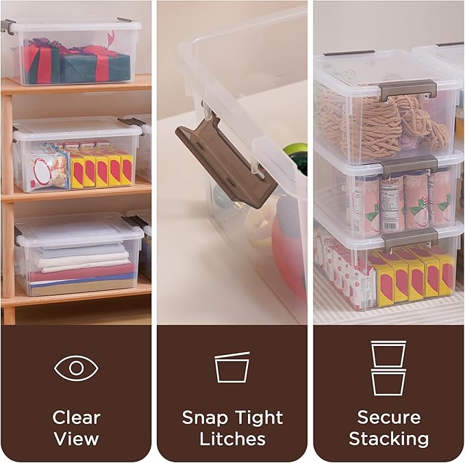 Citylife 17 QT Plastic Storage Bins with Lids Large Stackable Storage Containers for Organizing Clear Storage Box for Garage,Closet,Clear White,5 Packs