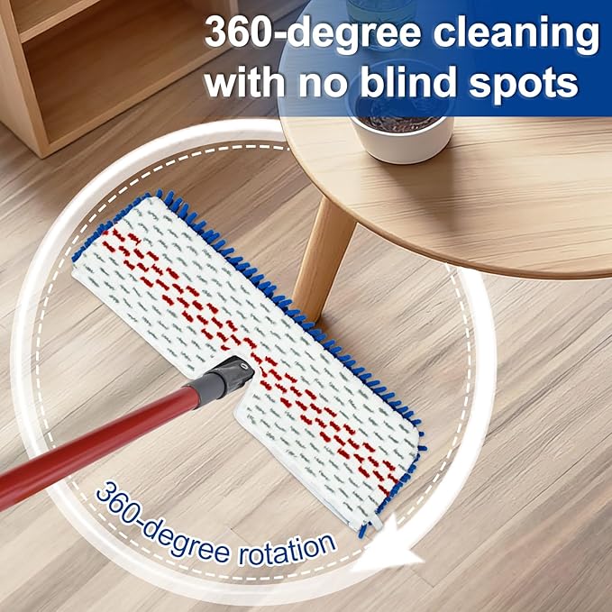Mop Heads Replacements for Ocedar 3-Action Microfiber Flip Mop, 3 Pack Double Sided Mop Replace Head Mop Refills with Microfiber & Chenille for Dry Wet Use, Reusable, Machine Washable