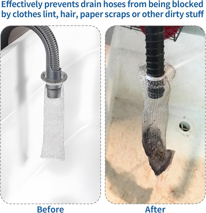 40 Pieces Lint Traps Stainless Steel Washing Machine Lint Snare Traps Laundry Mesh Washer Hose Filter with 40 Pcs Cable Ties