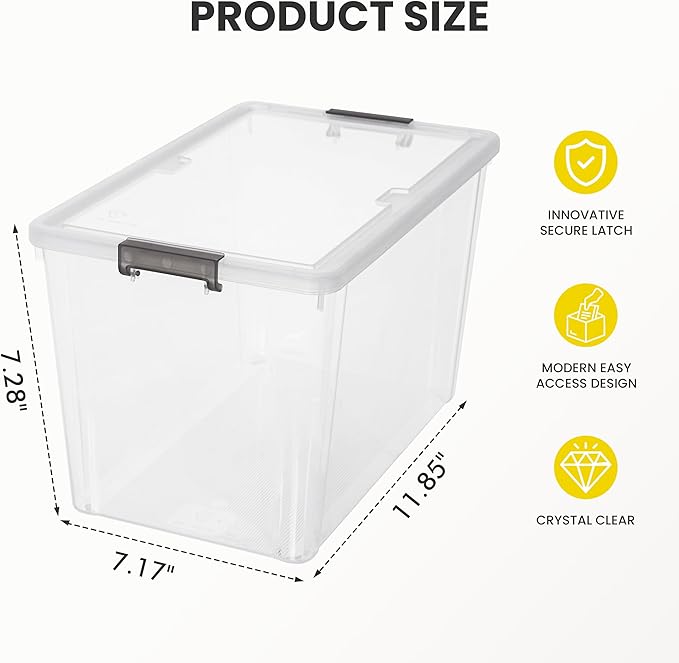 Citylife 7.8 QT 6 Pack Small Storage Bins Plastic Storage Container Stackable Box with Lids for Organizing, Clear White