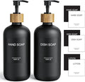 Cisily Dish Soap Dispenser Set 2 Pack 16.9oz Black Glass Bottle, Dish Soap Dispensers, Vintage Hand and Dish Soap Dispensers Set