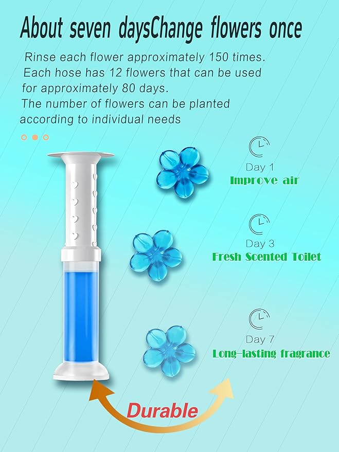 Toilet Bowl Cleaner Gel Stamps, 6 Scents with Flower Design, 78 Uses, Ocean Lavender Jasmine Lemon Osmanthus Mixed Fragrances (6)