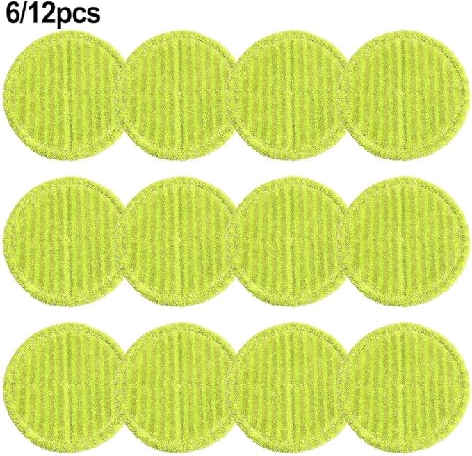 Replacement Mopping Cloth Pads for Electric Mop 16cm Round Green Microfiber Floor Cleaning Cloths Washable and Reusable Mop Head Refills for Hardwood Tile Laminate Marble Effectively (6pcs)