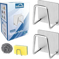 2Pcs Sponge Holder for Kitchen Sink，Strong Adhesive Small Sponge Holder，Sink Holder for Brush and Sponge，Premium Rustproof SUS304 Stainless Steel Rust Proof Waterproof (Silver)
