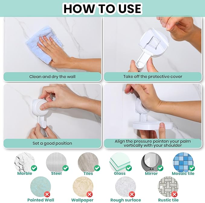 LALOBLUE Shower Caddy, Organizer Removable Bathroom Shelf, 6 Pack Adhesive Organizers and Storage with No Drilling Hanging Shower Shelf, Removable Plastic Bathroom Accessories, White
