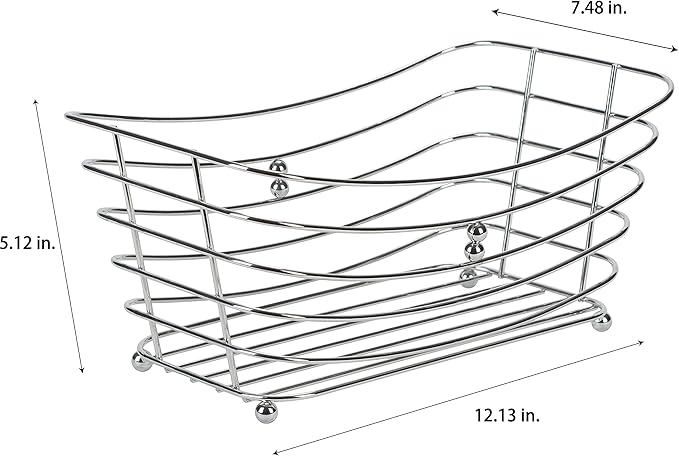 Simplify Wire Towel Basket with Chrome Ball Feet | Dimensions: 12.2" x 7.5" x 5.1" | Bathroom | Great for Toiletries | Towels | Ant-Slip | Multipurpose Storage | Chrome