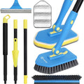 Tile Tub Scrubber Brush with 5 Different Function Cleaning Heads and 51" Extendable Long Handle Non Scratch Shower Scrubber for Cleaning Bathroom Kitchen Toilet Wall Bathtub Sink