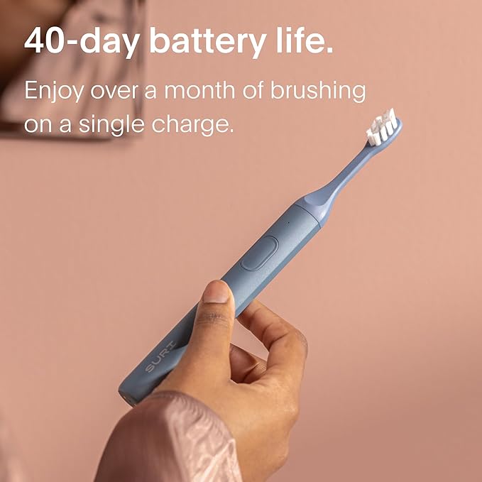 SURI 1.0 Sonic Electric Toothbrush with UV Cleaning Travel Case | 1 Month+ Battery | Designed in California | Electric Toothbrush for Adults | Travel Toothbrushes | Tooth Brush | Blue
