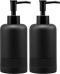2pcs/Set Hand Soap Dispenser Sets - 10.8oz Refillable Resin Liquid Soap Dispensers with Rust-Proof Pump for Bathroom Countertop or Kitchen, Classic Black